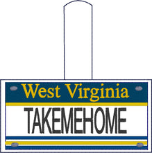 West Virginia Plate Embroidery Snap Tab