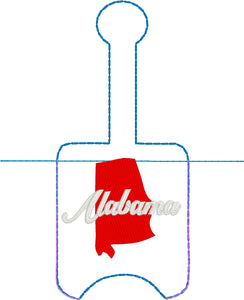 Alabama Hand Sanitizer Holder Snap Tab Versión en el proyecto de bordado de aro 1 oz BBW para aros 5x7