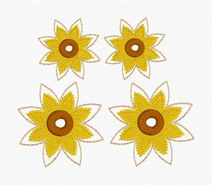 Sunflower Crystal Rivet Earrings - Two sizes for 4x4 hoops