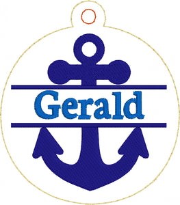 Anchor Personalized Ornament for 4x4 hoops