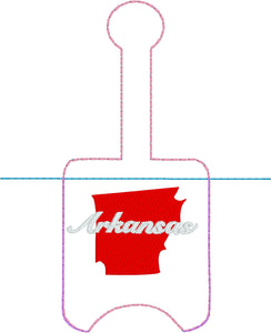 Arkansas Hand Sanitizer Holder Snap Tab Version In the Hoop Embroidery Project 1 oz BBW for 5x7 hoops