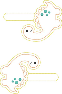 Dinosaur snap tab - cute dino bag tag design