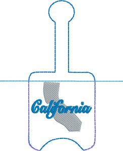 California Hand Sanitizer Holder Snap Tab Version In the Hoop Embroidery Project 1 oz BBW for 5x7 hoops