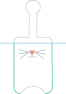 Cat Face Kitty Face Hand Sanitizer Holder Snap Tab Version Dans le projet de broderie Hoop 3 oz pour cerceaux 5x7
