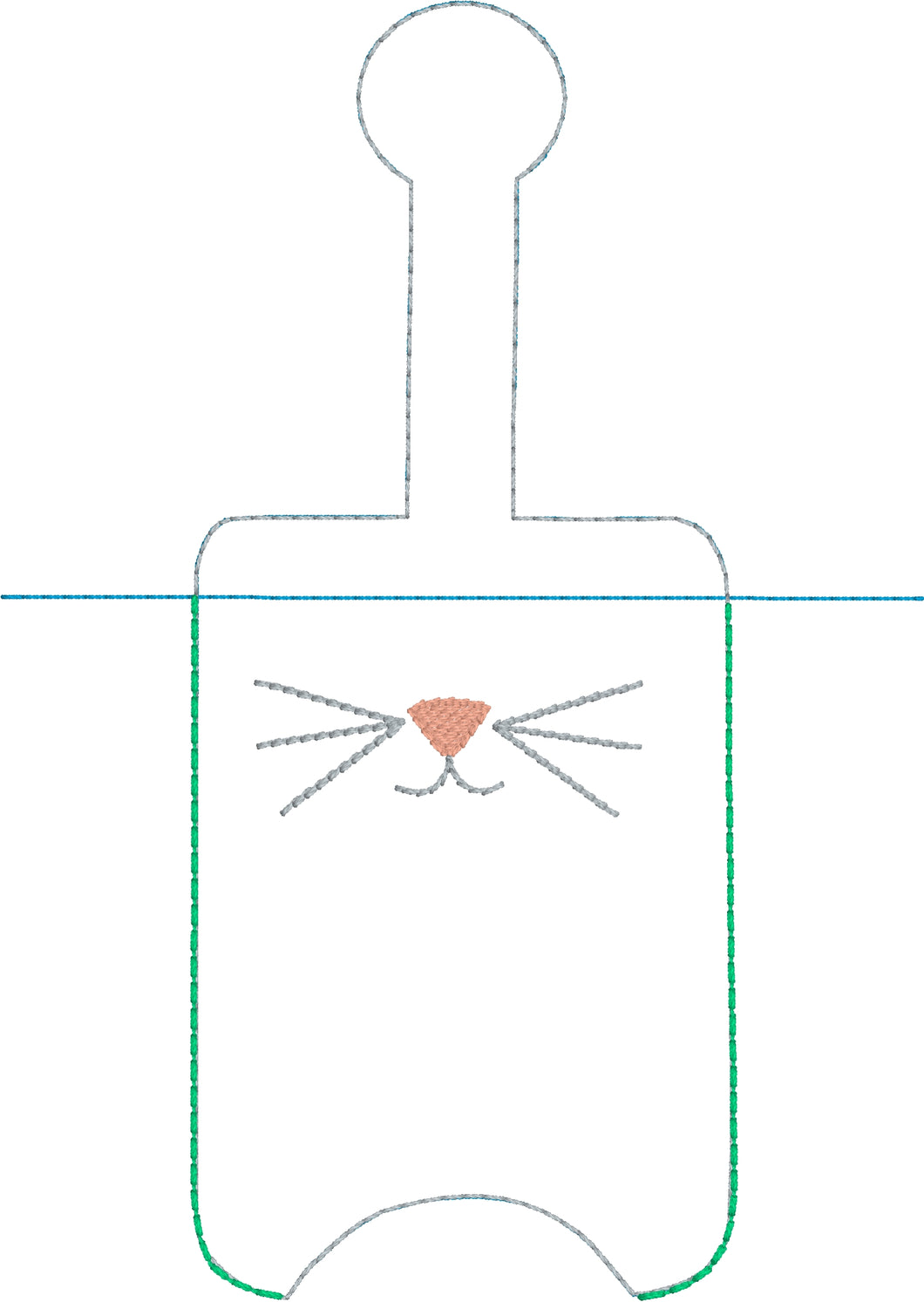 Cat Face Kitty Face Soporte para desinfectante de manos Versión Snap Tab en el proyecto de bordado de aro 3 oz para aros 5x7