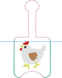 Chicken Hand Sanitizer Holder for 2 oz Bottles Snap Tab In the Hoop Embroidery Project