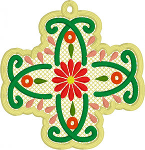 Marcador de encaje independiente con cruz floral Como La Flor para aros 4x4