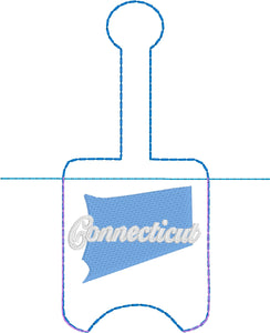 Connecticut Hand Sanitizer Holder Snap Tab Version In the Hoop Embroidery Project 1 oz BBW for 5x7 hoops