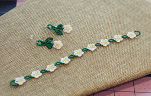 Daisy Chain Bracelet and Earrings - In the Hoop Freestanding Lace Earrings in Three Sizes