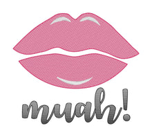 Lips Muah! Sketch Word Art Embroidery Design