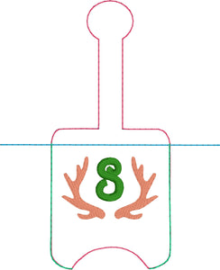 Deer Antlers Monogram Frame Hand Sanitizer Holder Snap Tab In the Hoop Embroidery Project