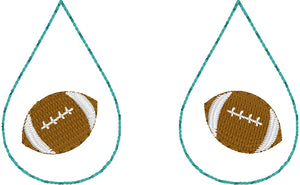 Football Teardrop Earrings embroidery design