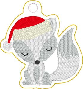Wintery Fox Christmas Ornament for 4x4 hoops