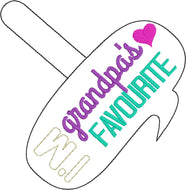 Grandpa’s Favourite (UK & Canada Spelling) snap tab embroidery design