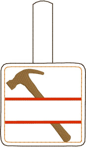 Hammer snap tab Personalized Bag Tag for 4x4 hoops