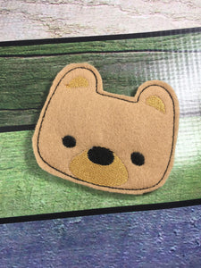 Fuzzy Bear Patch Feltie embroidery design