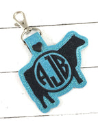 Heifer Monogram Tag Embroidery Design | In-the-Hoop Cow Snap Tab | Personalized Livestock Gift Tag