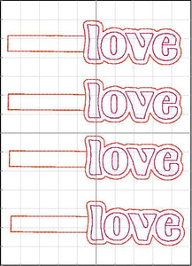 Love lettering snap tab for 4x4 and 5x7 hoops