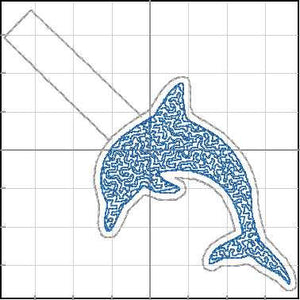 Dolphin Quick Stitch ITH snap tab pour cerceaux 4x4-Conception de broderie d’étiquette de sac à dos