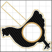 Monogram blank CHICKEN tag snap tab for 4x4 hoops