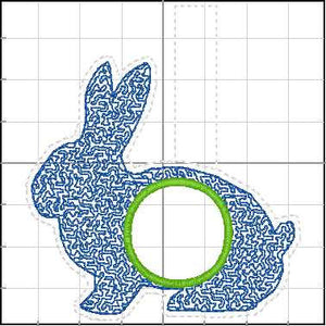 Monogram BLANK Rabbit tag snap tab for 4x4 hoops - Add your own image or lettering