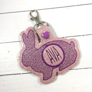Monogram BLANK Rabbit tag snap tab for 4x4 hoops - Add your own image or lettering