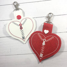 Zipper Heart snap tab for 4x4 hoops- CHD awareness Embroidery Design