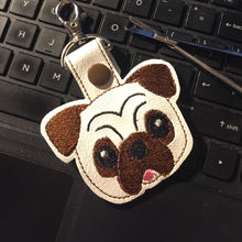 Pug Puppy Face snap tab In the Hoop Embroidery Design