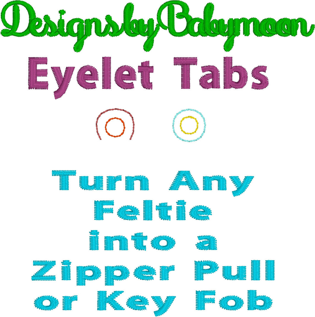 Eyelet Tab - DIY - Make your own charm-two styles- turn a feltie into zipper pull or key fob charm