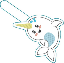 Narwhal snap tab embroidery design