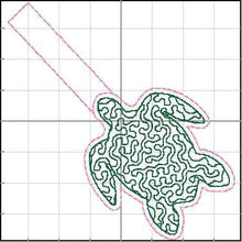 Pestaña de ajuste de tortuga marina en el diseño de bordado del aro