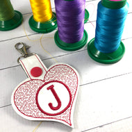 Monogram BLANK Stippled Heart snap tab for 4x4 hoops