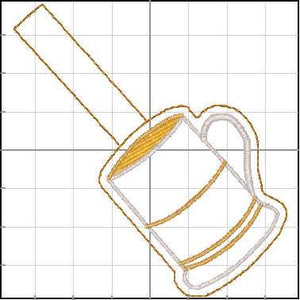 Moravian Coffee Cup snap tab for 4x4 hoops