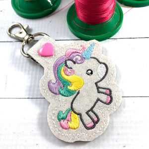 Unicorn snap tab ITH embroidery design