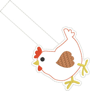 Chicken snap tab embroidery design