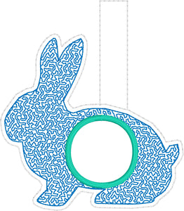 Monogram BLANK Rabbit tag snap tab for 4x4 hoops - Add your own image or lettering