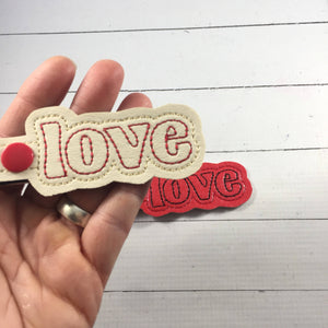 Love lettering snap tab for 4x4 and 5x7 hoops