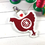 Monogram blank CHICKEN tag snap tab for 4x4 hoops