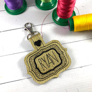 Monogram BLANK Stippled Fancy Frame snap tab for 4x4 hoops