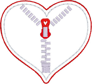 Zipper Heart Feltie for 4x4 hoops CHD awareness