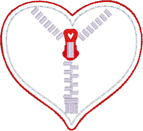 Zipper Heart Feltie for 4x4 hoops CHD awareness