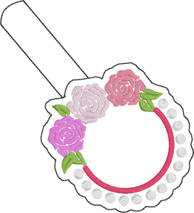 Monogramme BLANK Roses et perles étiquette à pression pour cerceaux 4x4