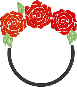 Diseño de bordado de marco de monograma de rosas