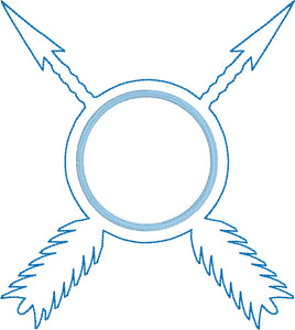 Diseño de bordado de marco de monograma de flechas tribales - 4x4 5x7 y 6x10