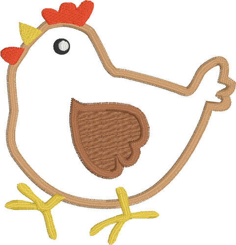 Chicken Applique Design - 4x4 5x7 6x10 hoops - Cute Hen Applique - Decor