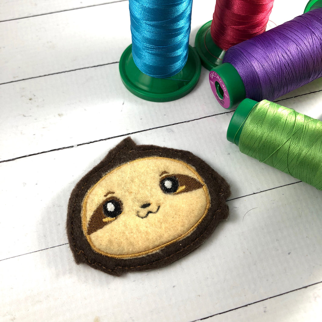 Sloth Patch Applique Feltie embroidery design