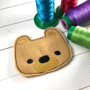 Fuzzy Bear Patch Feltie embroidery design