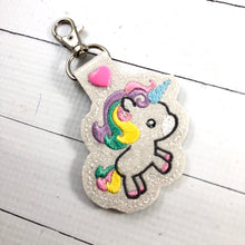 Unicorn snap tab ITH embroidery design