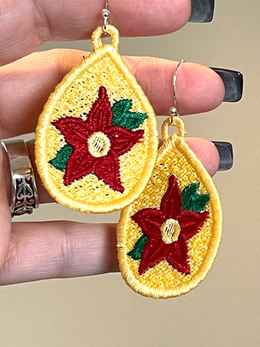 Poinsettia FSL Earrings - In the Hoop Freestanding Lace Earrings