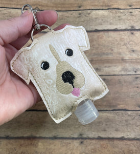 Doggie Hand Sanitizer Holder Snap Tab Version In the Hoop Embroidery Project 2 oz for 5x7 hoops